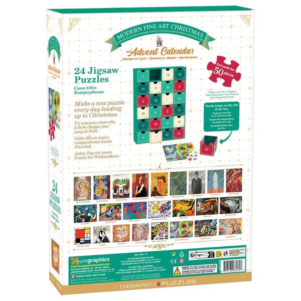 Eurographics Advent Calendar 24 x 50pc Puzzles - Modern Fine Art Christmas