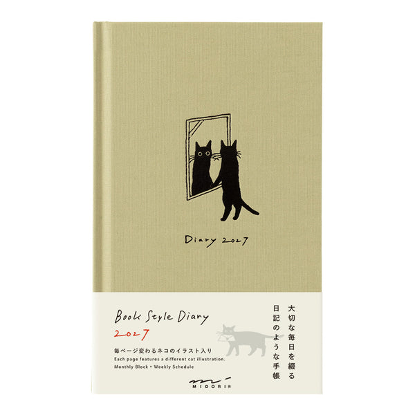 Midori 2027 Agenda - Weekly, B6, Hardcover, Beige Cat