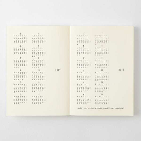 Midori 2027 Agenda - Monthly, A6, White