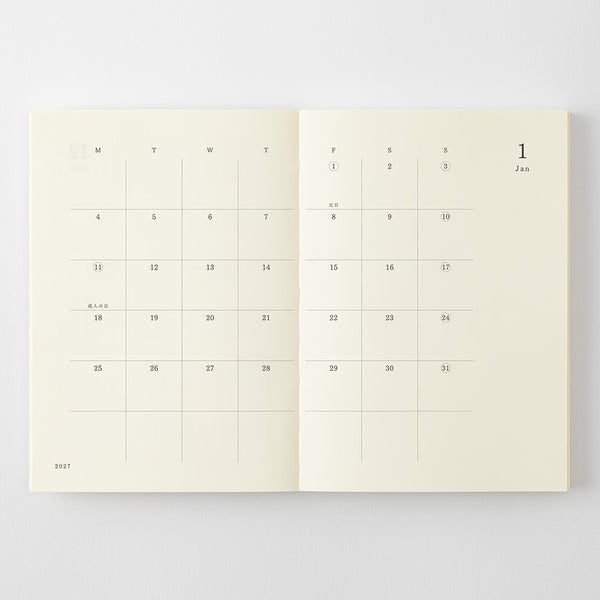 Midori 2027 Agenda - Monthly, A6, White