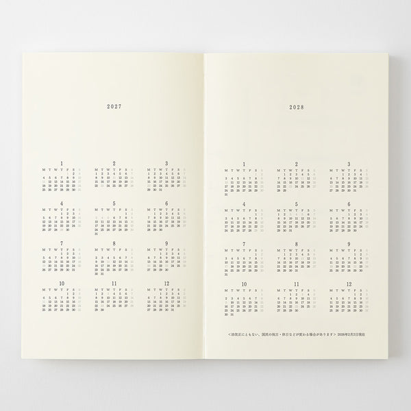 Midori 2027 Agenda - Monthly, B6 Slim, White