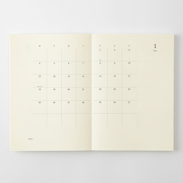 Midori 2027 Agenda - Monthly, A5, White