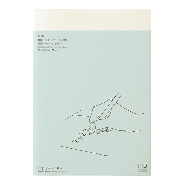 Midori 2027 Agenda - Monthly, A5 Thin, White