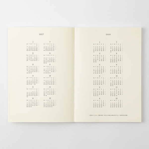 Midori 2027 Agenda - Monthly, A5 Thin, White