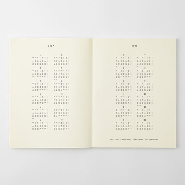 Midori 2027 Agenda - Monthly, A4 Thin, White