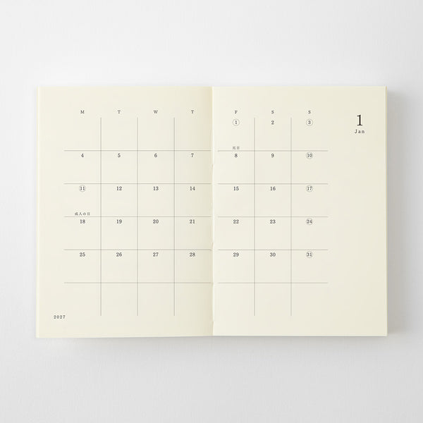 Midori 2027 Agenda - Monthly, A7, White