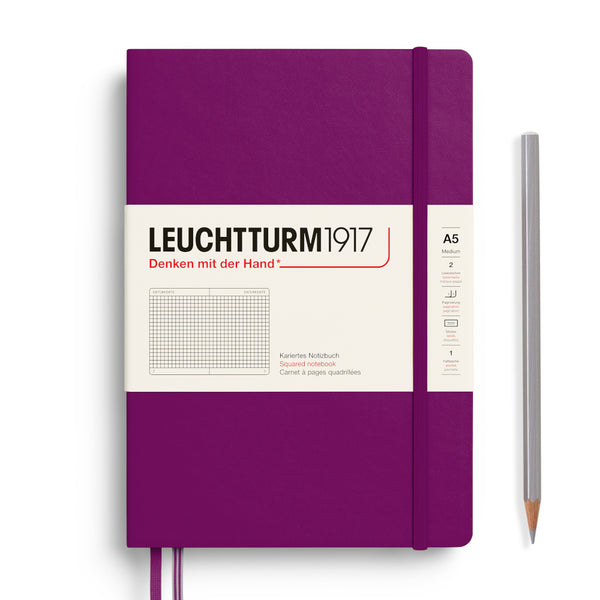 Leuchtturm1917 A5 Medium Notebooks - Grid BURGUNDY