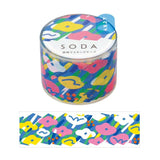 Hitotoki SODA Transparent Masking Tape 30mm Flower Garden