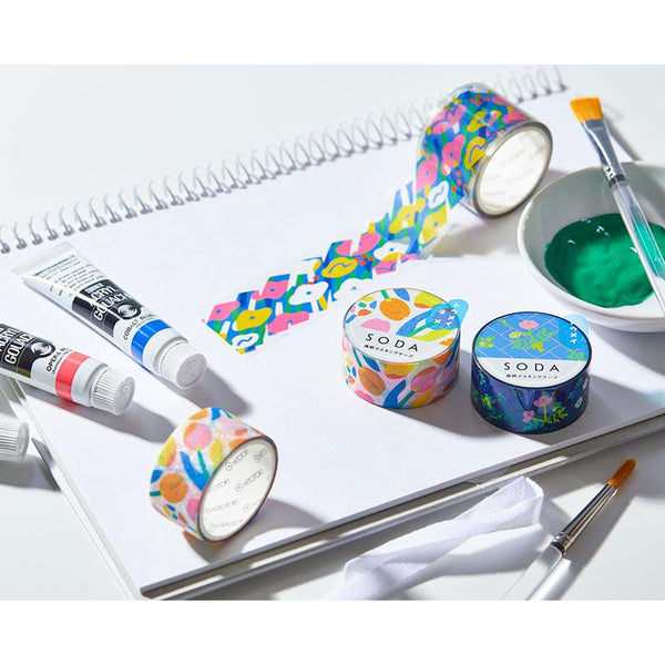 Hitotoki SODA Transparent Masking Tape 30mm Flower Garden