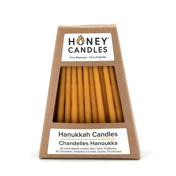 Honey Candles Hand Dipped Hanukkah Candles 45pk, Natural