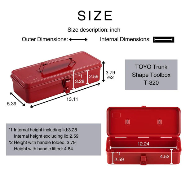 Toyo Steel Trunk Shape Toolbox T-320 Red