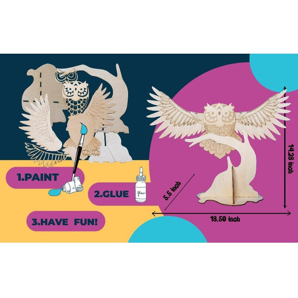 McTavish Academy of Art Flying Owl DIY 3D Wood Craft Art Kit Vancouver Island BC