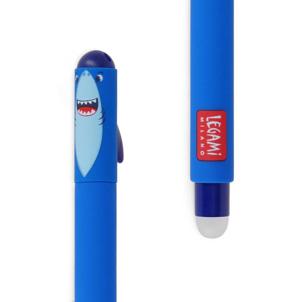 Legami Erasable Gel Pen - Shark, Blue Ink