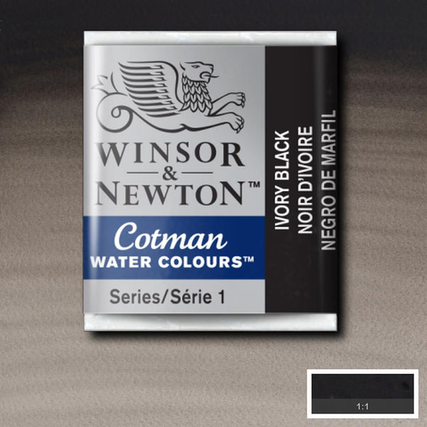 Winsor & Newton Cotman Watercolour Half Pans IVORY BLACK