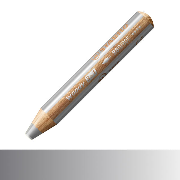 Stabilo Woody 3-in-1 Pencils METALLIC SILVER