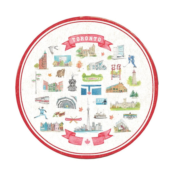 Northern Icons Toronto Landmarks Watercolor Coaster Set