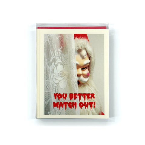 Smitten Kitten Christmas Greeting Cards 6pk - Creepy Santa