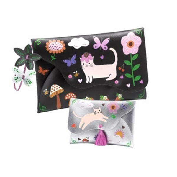 Djeco DIY Joyful Friends Pouches Craft Kit (DJ07964) - Creative Fashion Accessories Age 6+