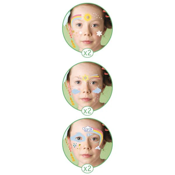 Djeco Rainbow Face Paint Makeup Kit (DJ09205) - Gentle, Vibrant & Safe - Ages 3+