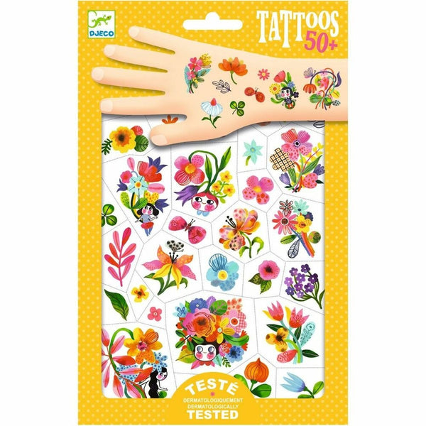 Djeco Temporary Tattoos Kit - Aquaflor (DJ09616) - Skin Jewelry Art Ages 3+