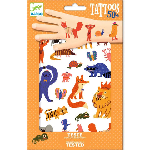 Djeco Temporary Tattoos Kit - Funny Animals (DJ09917) - Skin Jewellery Art