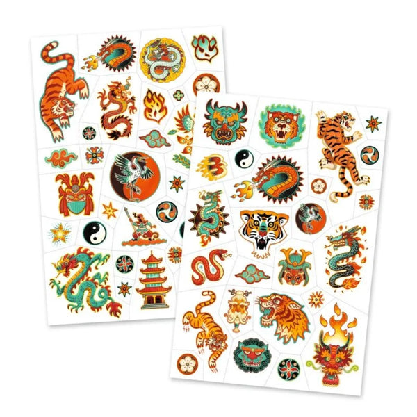 Djeco Temporary Tattoos Kit - Martial Arts Spirit (DJ09915) - Skin Jewelry Art Age 3+