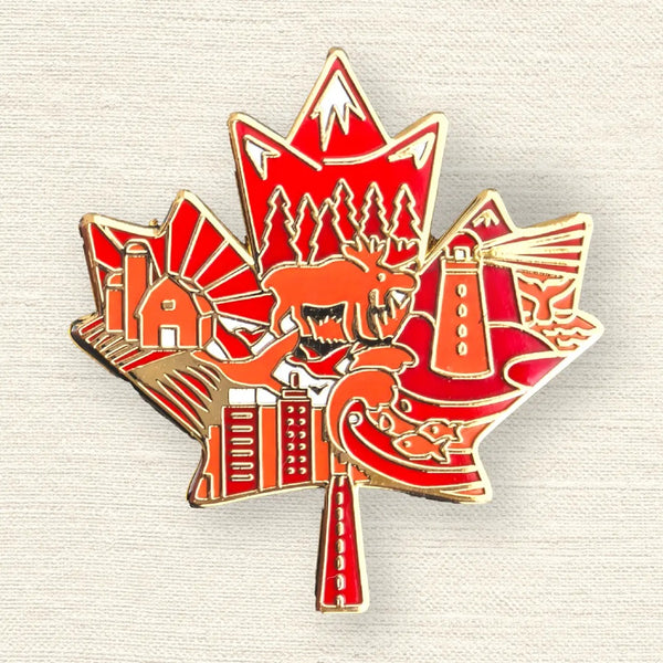 Northern Icons Canada Enamel Pin - Maple Leaf Scenic Landmarks and Wildlife Souvenir Gift