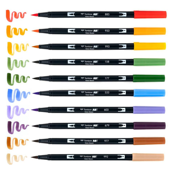 Tombow Dual Brush Pen Set 10pk Secondary Colours