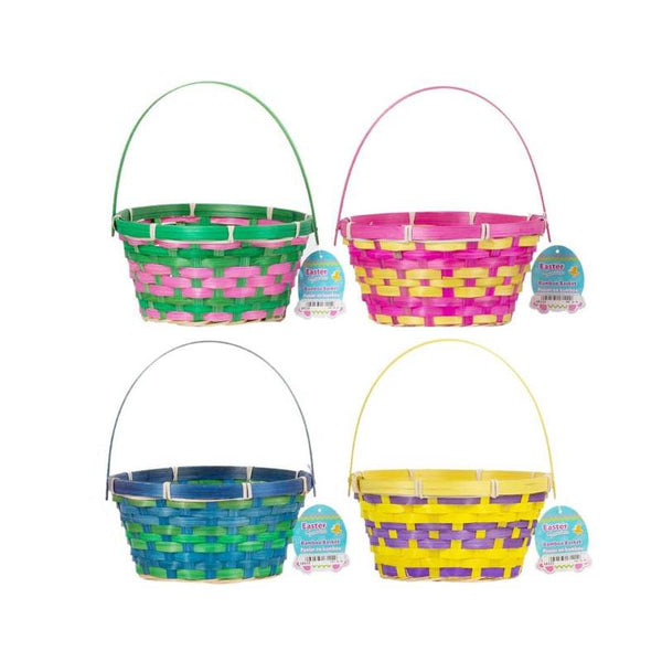 Easter Treasures Bamboo Basket with Movable Handle, Assorted