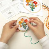 Kikkerland Mini Cross Stitch Embroidery Kit - Flowers