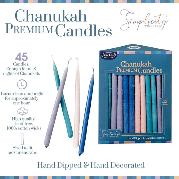 Rite Lite Hanukkah Candles 45pk - Premium Simplicity Colours