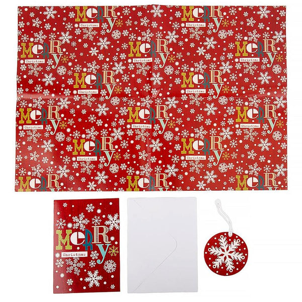 Paper Trendz Christmas Gift Wrap & Go Set with Greeting Card, Assorted