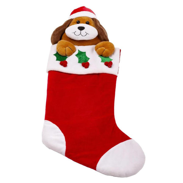 Santa's Secrets Christmas Stocking 20" - Plush Dog