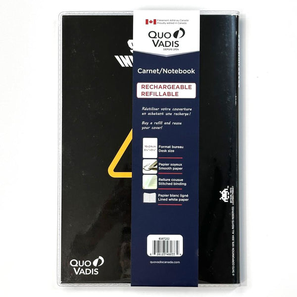 Quo Vadis Lined Notebook - Space Invaders, Black