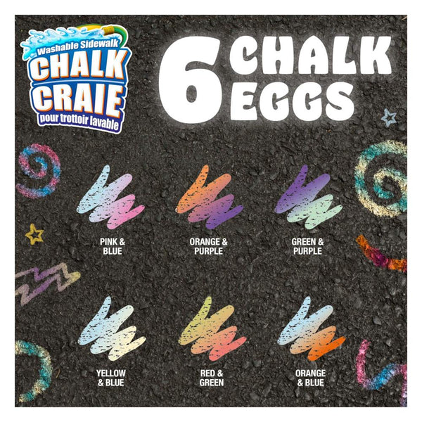 Crayola Sidewalk Chalk Eggs 6pk Tie-Dye Colours