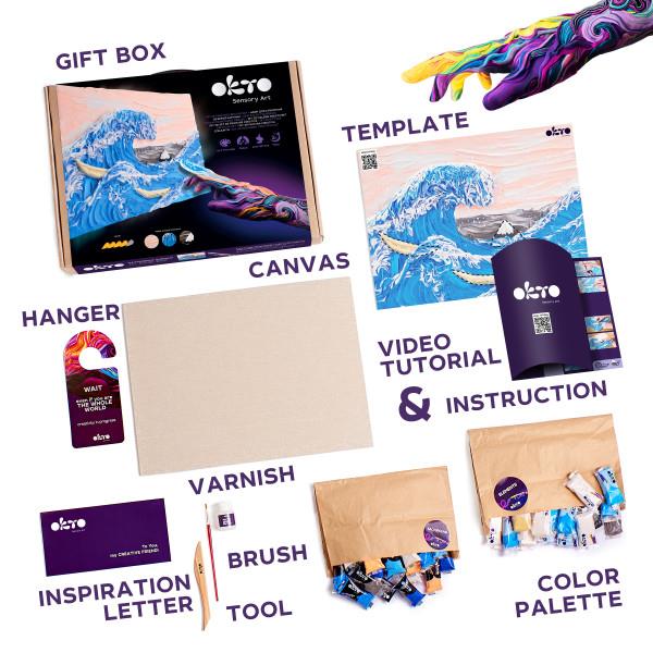 OKTO Sensory Art 3D Clay Painting Kit - The Great Wave, Hokusai