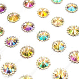 Angels Craft Rhinestone Stickers - Round Iridescent with Gold Border