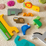 Petit Collage Wooden Puzzle + Play Shaped Safari Animals