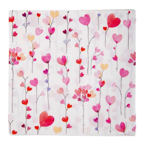 Art for the Table Lunch Napkins 20pk Heart Flowers