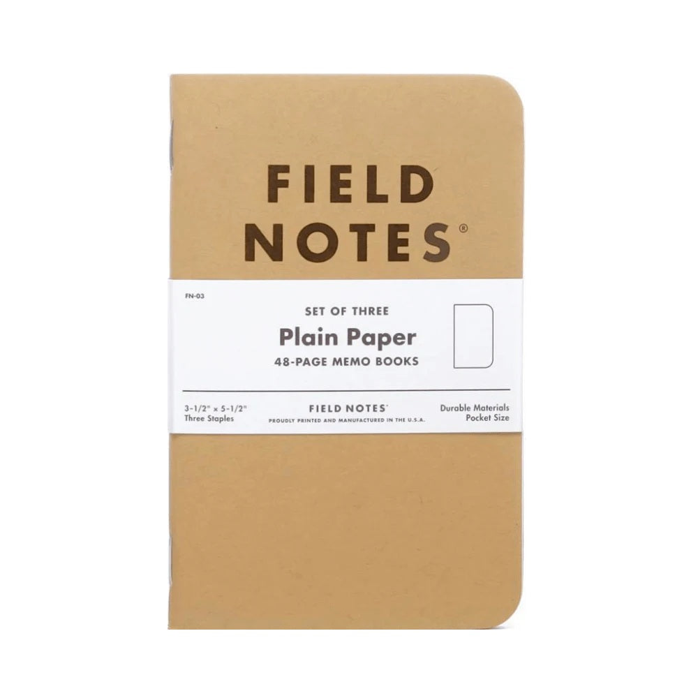 Field Notes 3/pack Plain / Blank Paper Original Kraft Notebook 3.5x5.5 ...