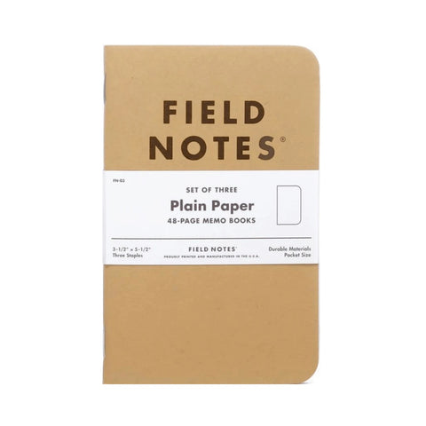 Field Notes 3/pack Plain / Blank Paper Original Kraft Notebook 3.5x5.5" FN-03