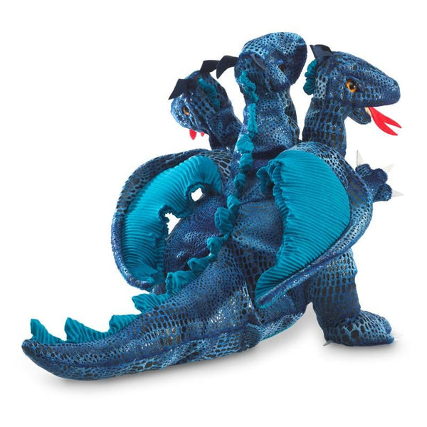 Folkmanis Hand Puppet - Three-Headed Blue Dragon