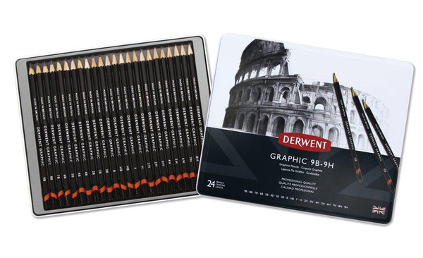 Derwent Graphic Pencils 24 Tin Set - 9B to 9H