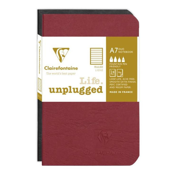 Clairefontaine Age-Bag A7 Stitched Duo Notebook 2pk, Lined, Assorted