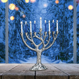 Rite Lite Textured Tree of Life Menorah, Antiqued Aluminum