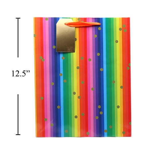 Paper Trendz Gift Bag, Large - Rainbow Stripes