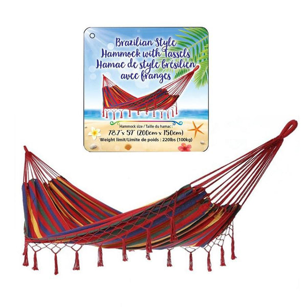 CTG Brazilian Style Travel Hammock with Tassels - Assorted Colours