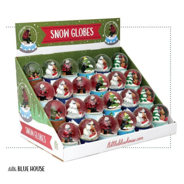 Little Blue House Mini Snow Globe - Skiing Moose