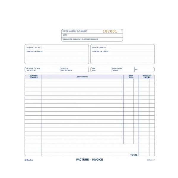 Blueline Invoice Book, 50 Triplicates