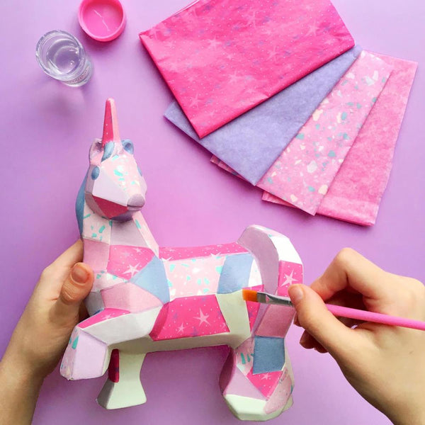 Bright Stripes Decoupage Animals - Unicorn